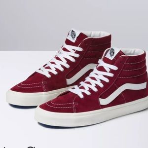 Maroon high top vans